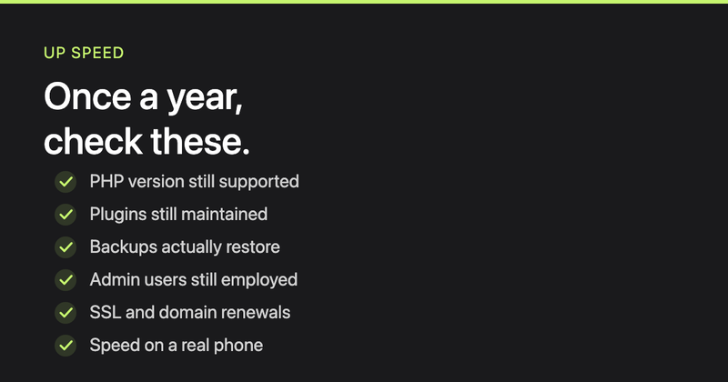 A yearly WordPress health checklist