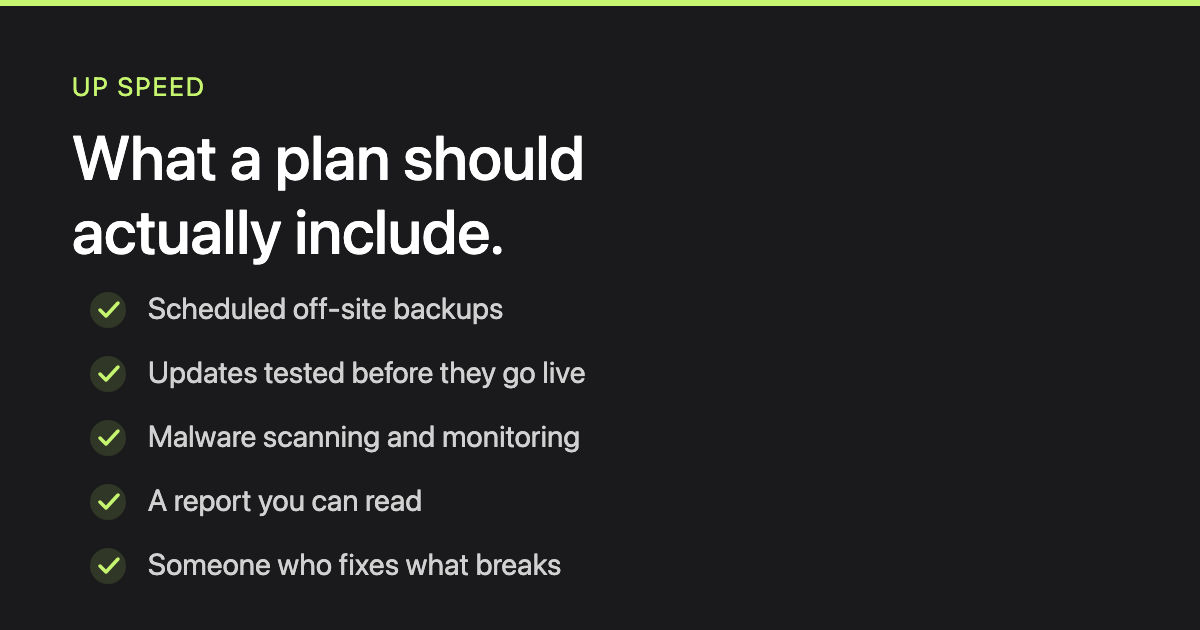 What a WordPress maintenance plan should include