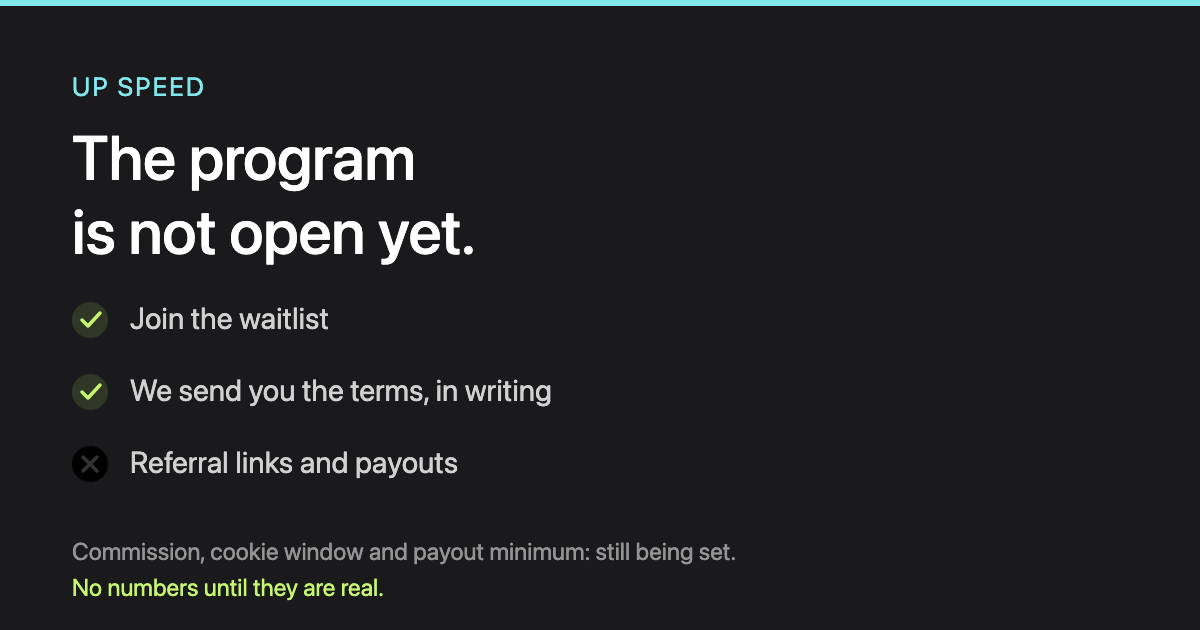 Up Speed partner waitlist
